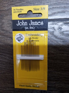 JJ Embroidery Needles Size 3/9