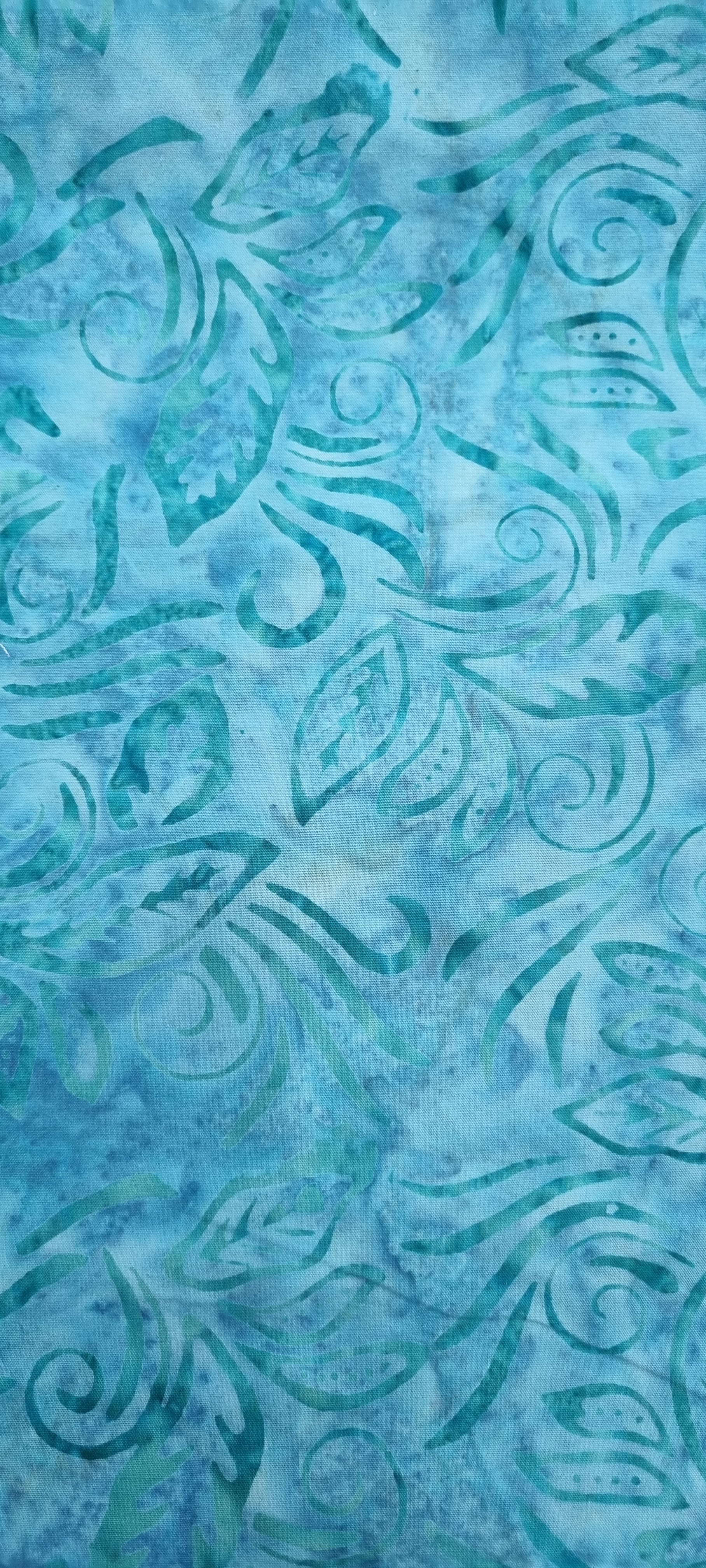 Batik Teal Leaf Backing