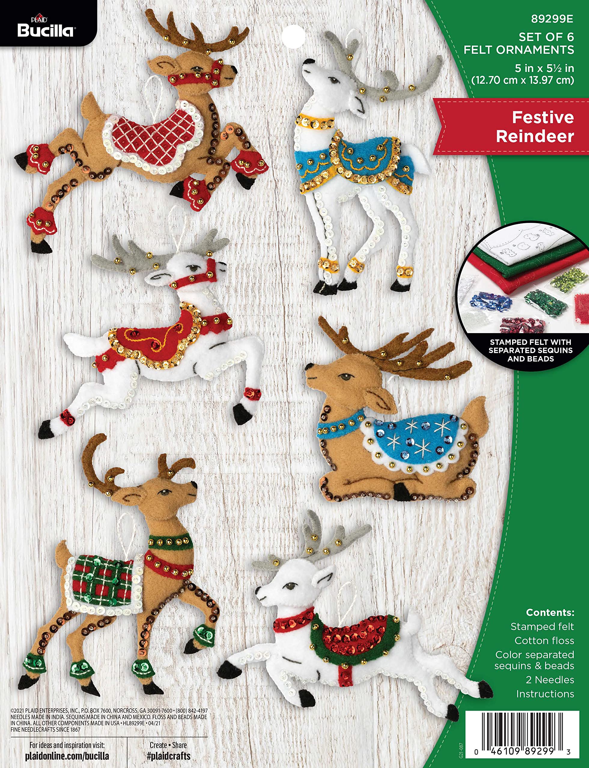 Felt Ornaments - Festive Reindeer