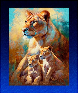 Lioness & Cubs Panel 90cm