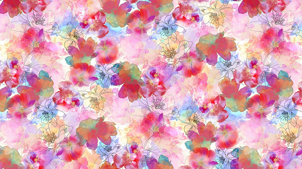 Artful Blooms Backing Pink