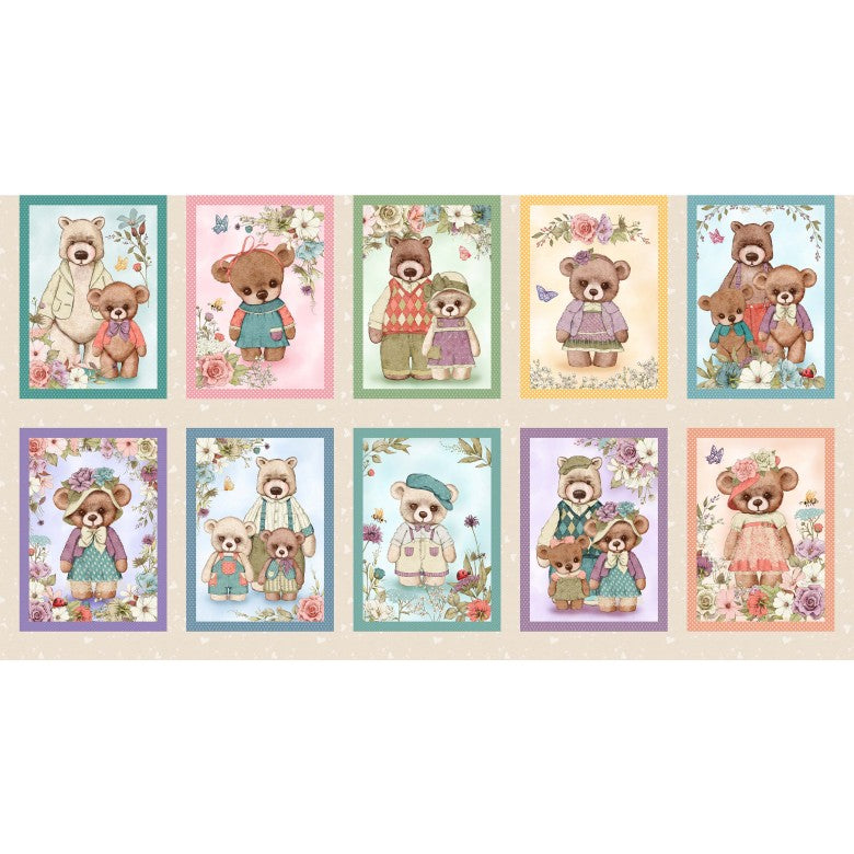 Bear Family Vignettes Blocks - Tan