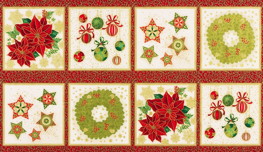 Holiday Flourish - Red& gold Panel