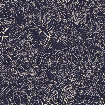 Nocturnal Garden-Floral Fligh-Midnight