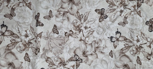 Mono Butterfly & floral 108"- backing-Natural
