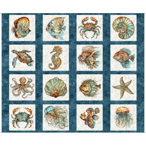 Sea Creature Picture Patchs Panel 90cm - Blue