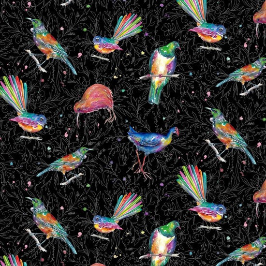 Splash of colour - 102 Birds black
