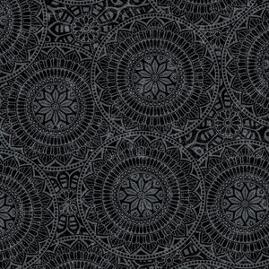 Tossed Mandalas 118" Black Backing