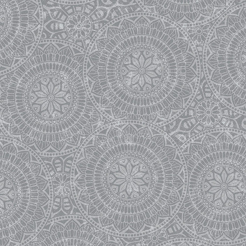 Tossed Mandalas 118" Gray Backing
