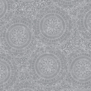 Tossed Mandalas 118" Gray Backing