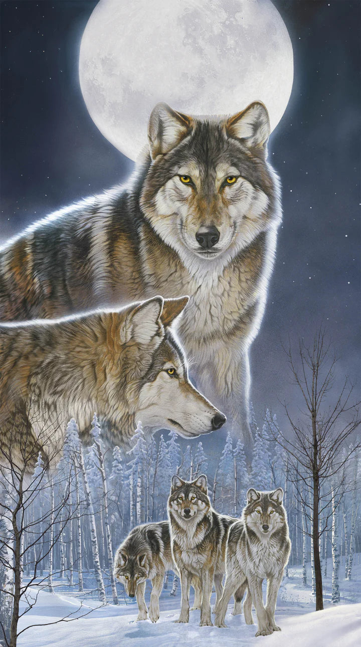 Wild at Heart Wolf panel 60cm