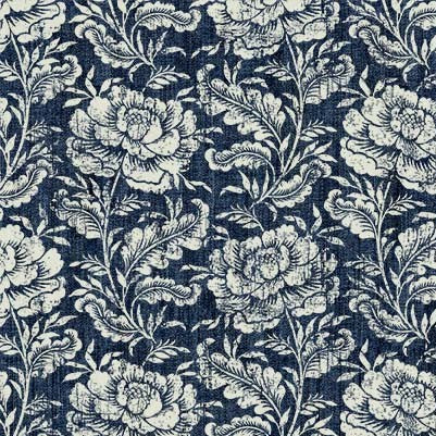 True Blue- Woodcut Floral - Navy