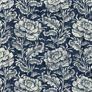 True Blue- Woodcut Floral - Navy