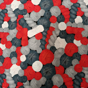knitting balls - Greys and Red