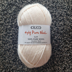 Crucci 4ply Pure NZ Wool Soft 17 Cream