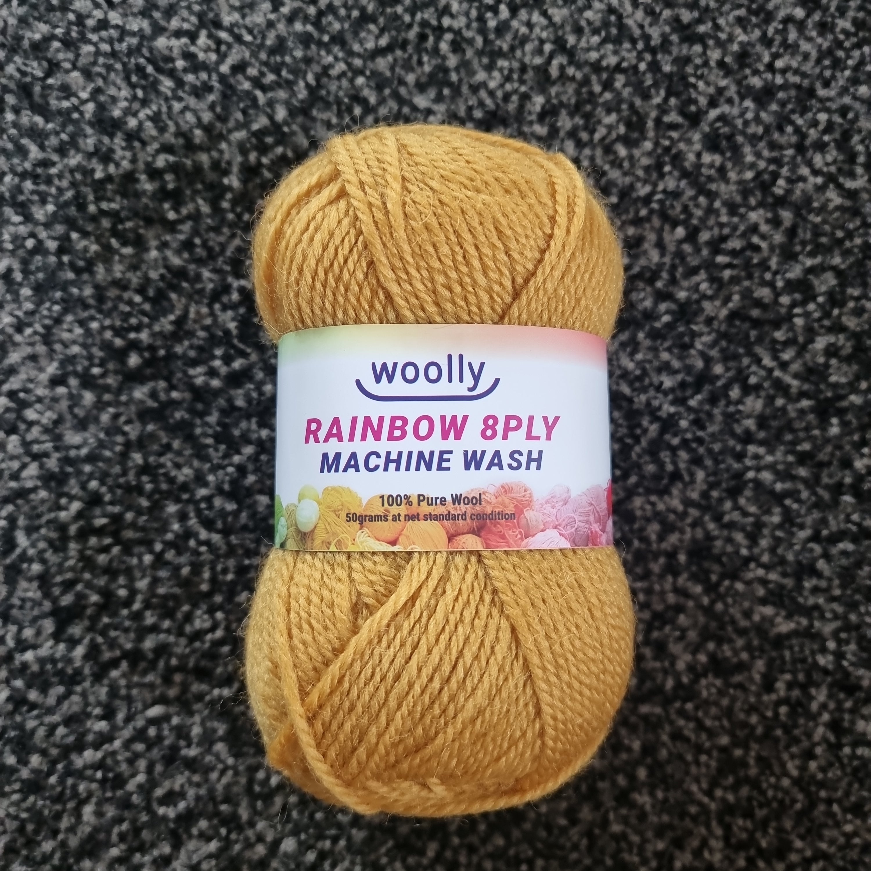 Woolly Rainbow 8ply Machine Wash 14 Mustard