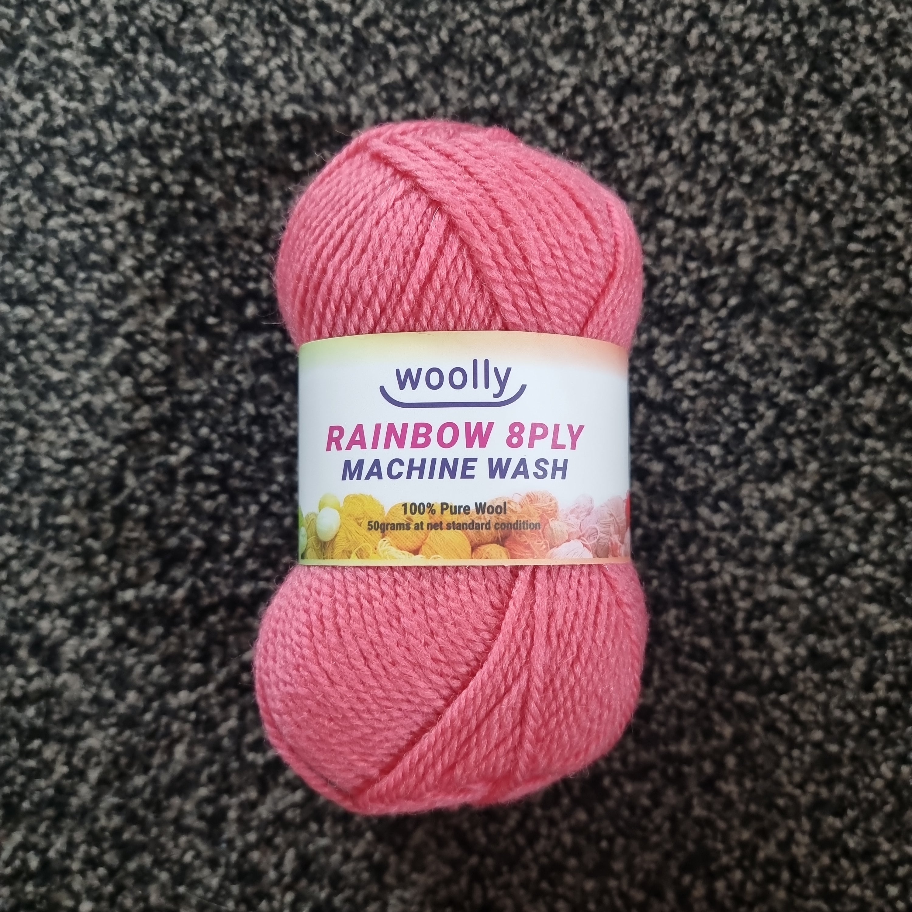 Woolly Rainbow 8ply Machine Wash 7 Carnation