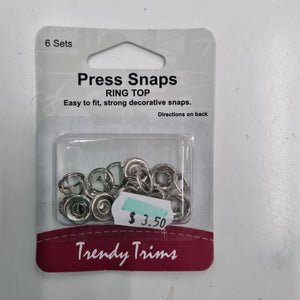 Press Snaps Ring Top Silver