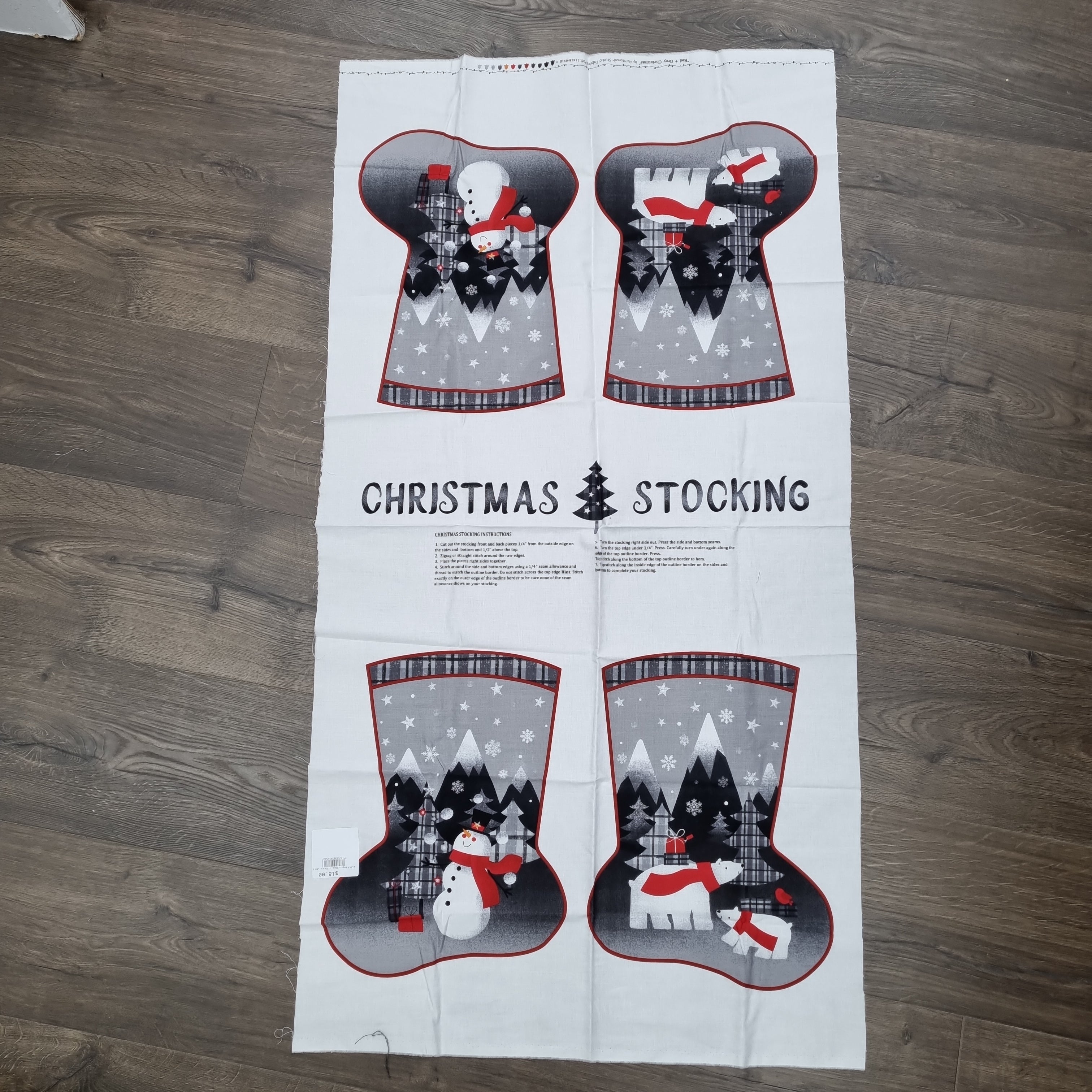 Stocking - Red + Grey Christmas
