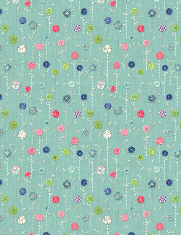 Sew Little Time 27617 Button Flowers Teal